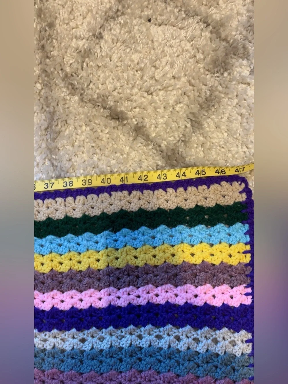 Vintage Handmade Multicolor Crochet Throw Blanket - Cozy Home Accent